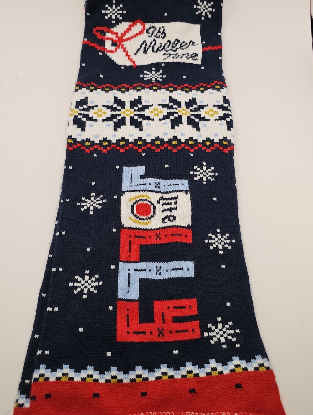 Mille Lite, Festive Navy and Red Holiday Scarf - Picture 3 of 7